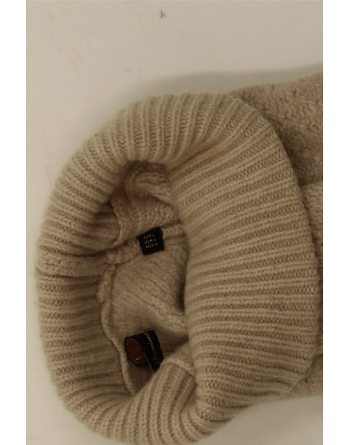Massimo Dutti Dame Roll Neck Jumper Sweater UK 14 Stor Beige Geometrisk
