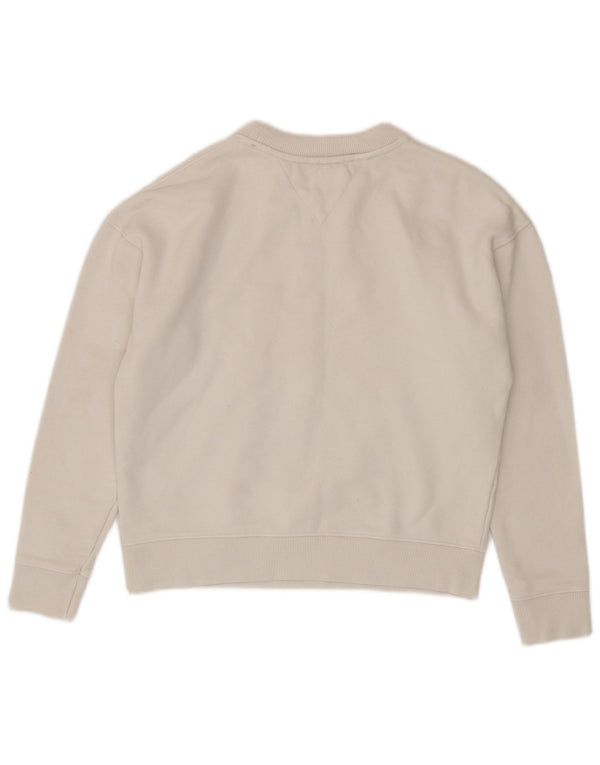 Tommy Hilfiger Dame Crop Graphic Sweatshirt Jumper UK 10 Small White
