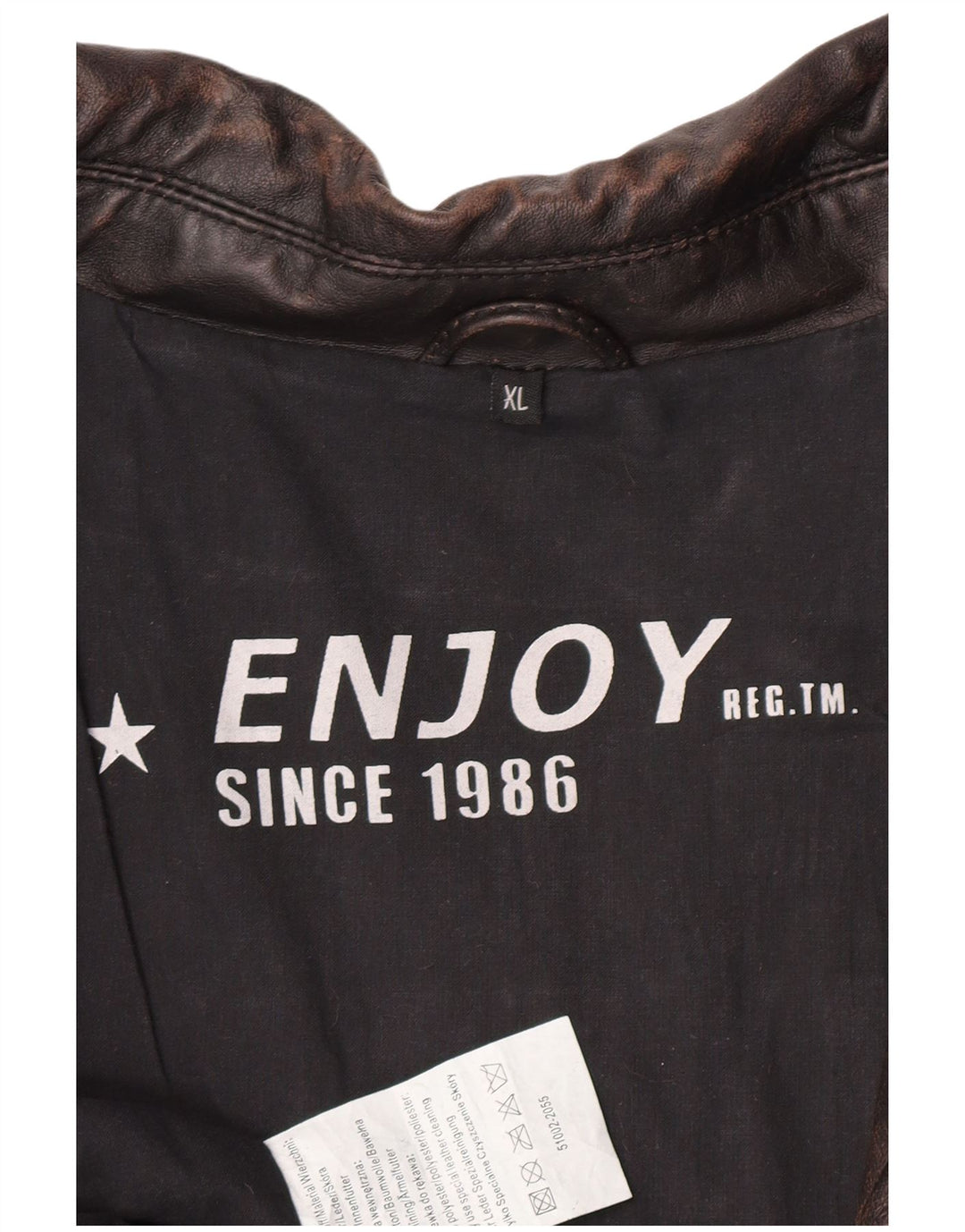 ENJOY Herre Military Læderjakke UK 42 XL Brun Læder