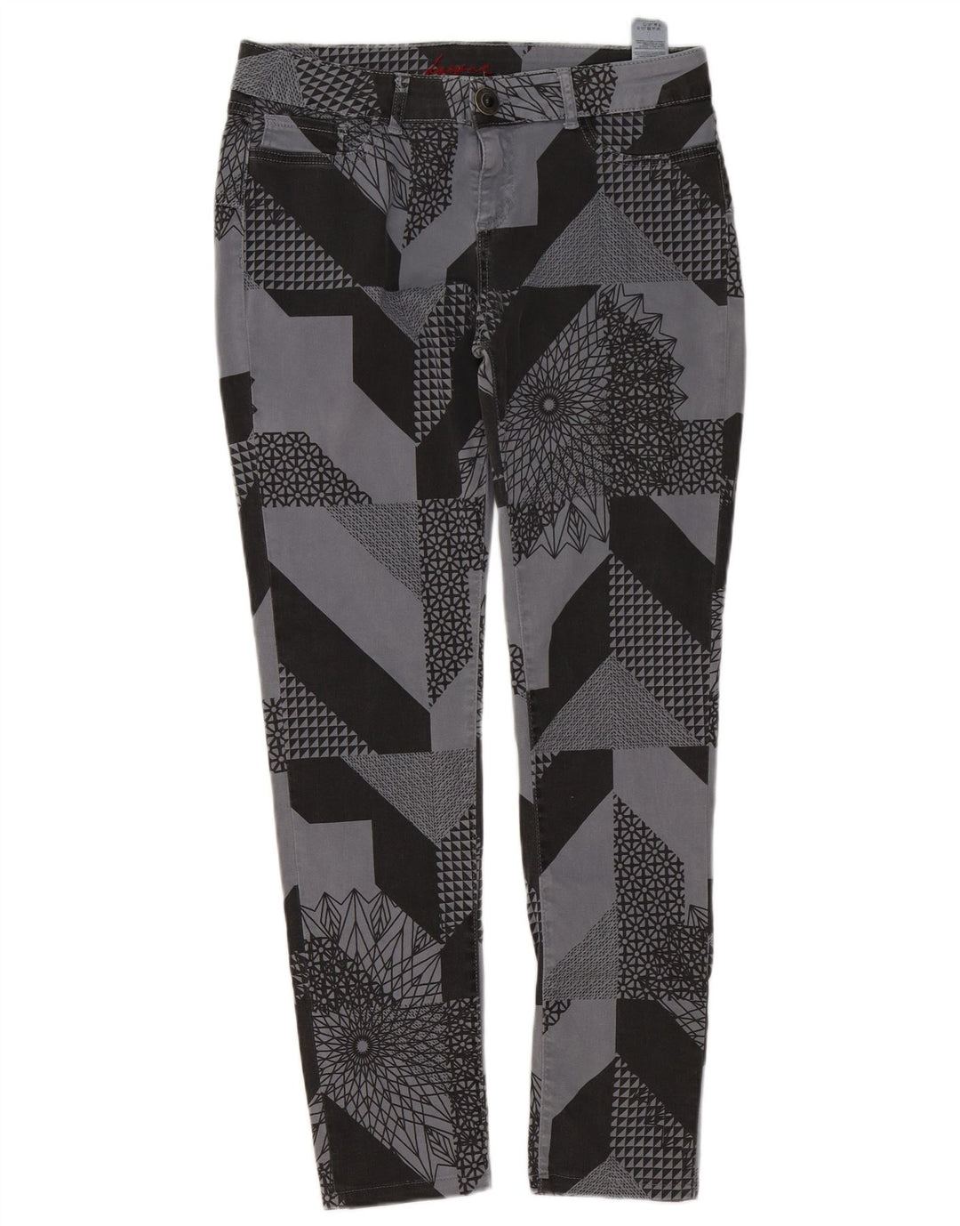 Desigual Dame Slim Casual Bukser W32 L29 Grå Patchwork Bomuld