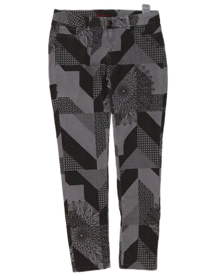 Desigual Dame Slim Casual Bukser W32 L29 Grå Patchwork Bomuld