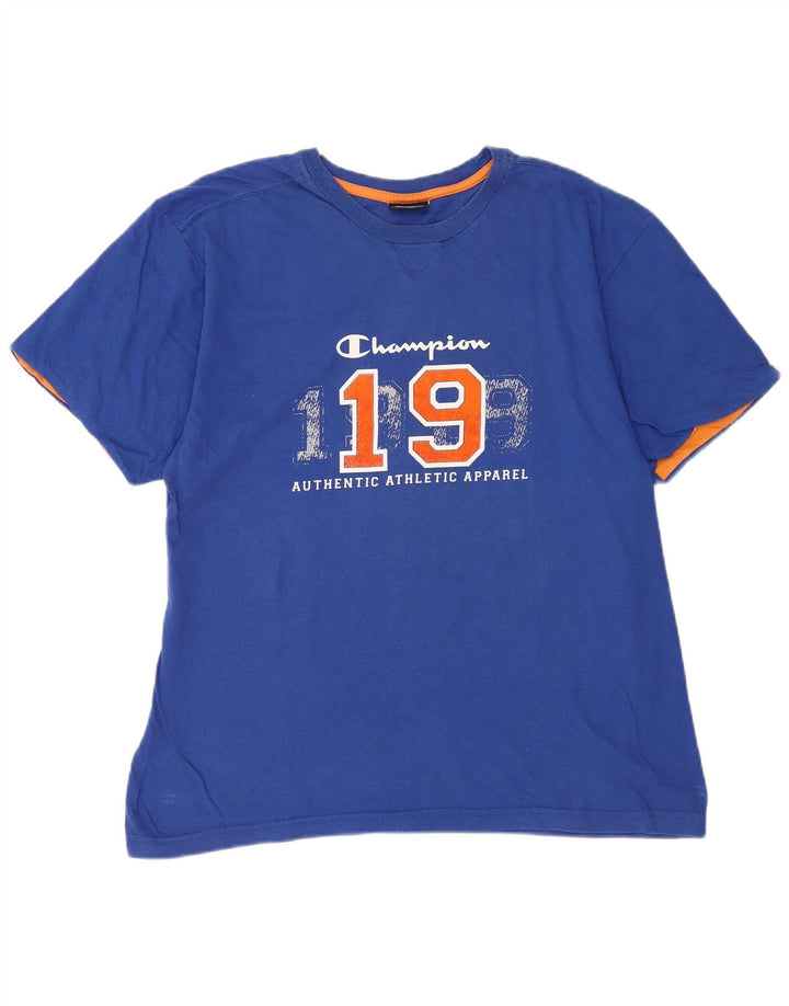 Champion Herre Grafisk T-Shirt Top XL Blå