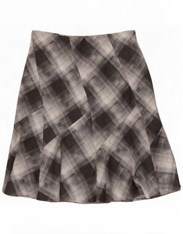 Marks & Spencer Dame Midi Nederdel UK 20 2XL W38 Grå Plaid Polyester