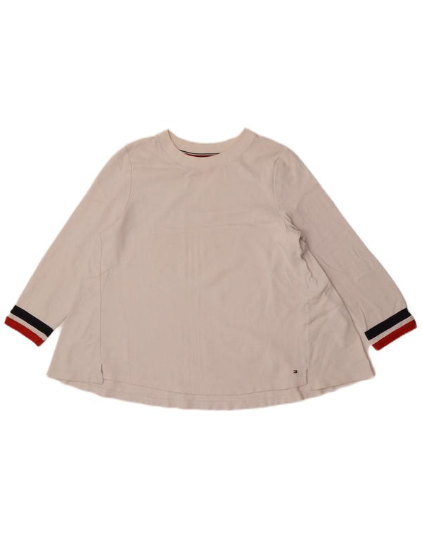 Tommy Hilfiger Dame Top 3/4 ærmer UK 10 Lille hvid stribet