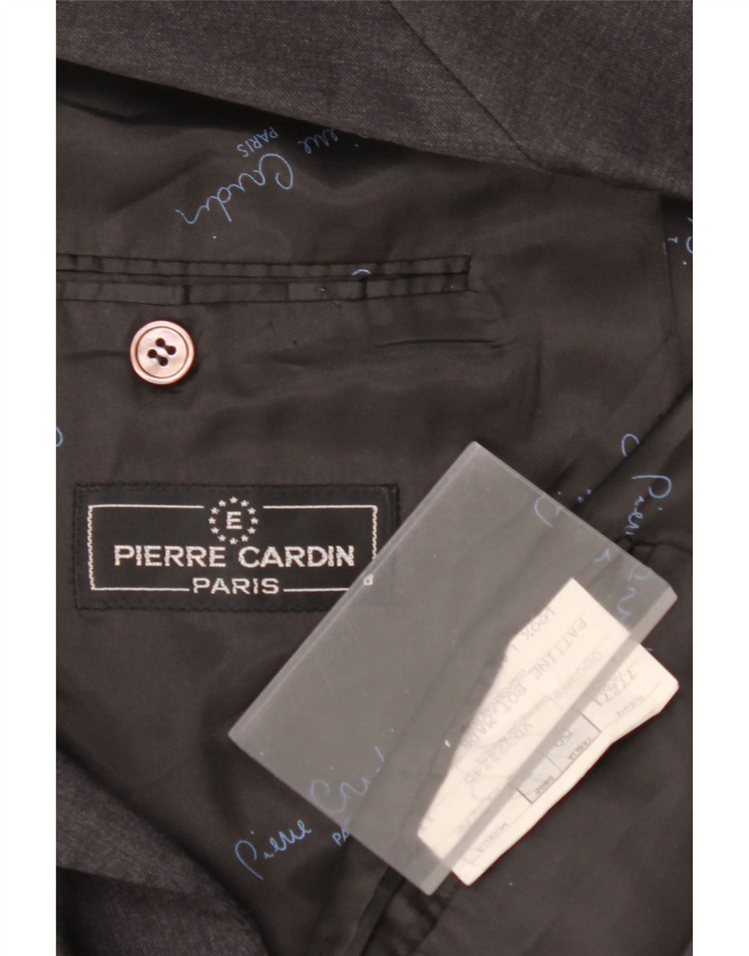 PIERRE CARDIN Herre Dobbeltradet blazerjakke EU 50 Stor Grå Uld