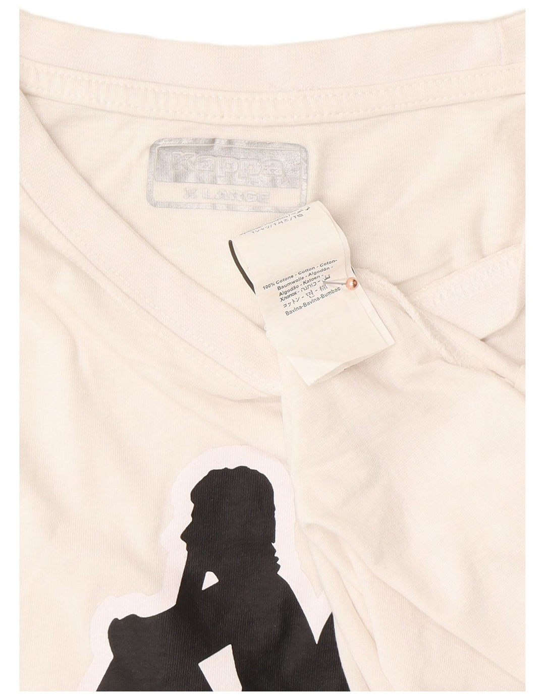 KAPPA Herre Grafisk T-Shirt Top XL Hvid Bomuld