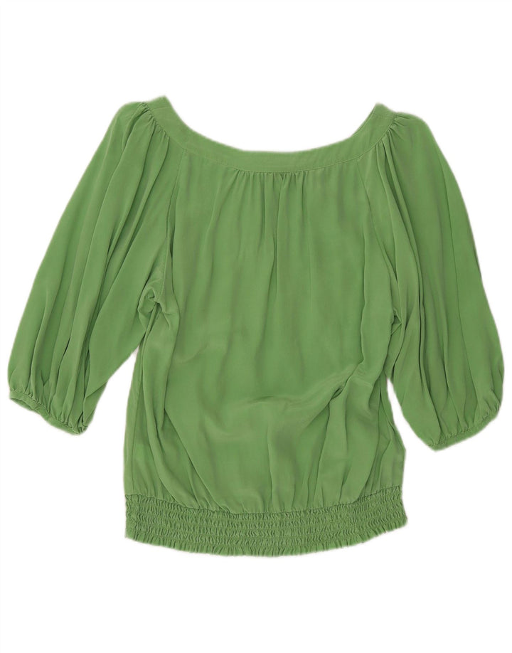 Monsoon Dame 3/4 ærmet bluse Top UK 12 Medium Green Silke