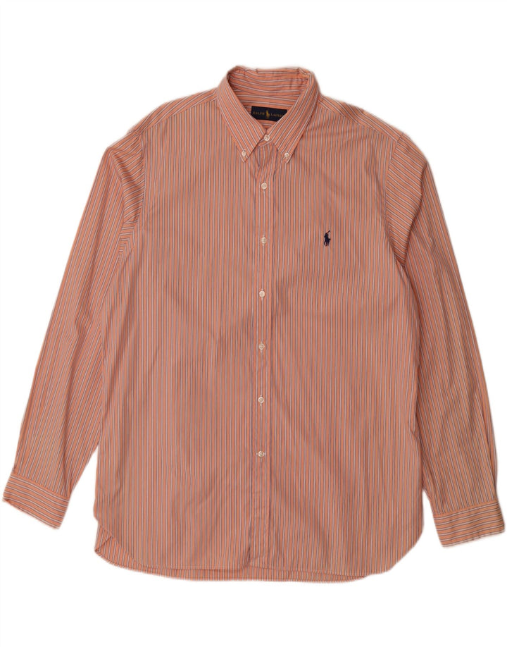 RALPH LAUREN Herreskjorte str. 17 XL Orange Stribet Bomuld
