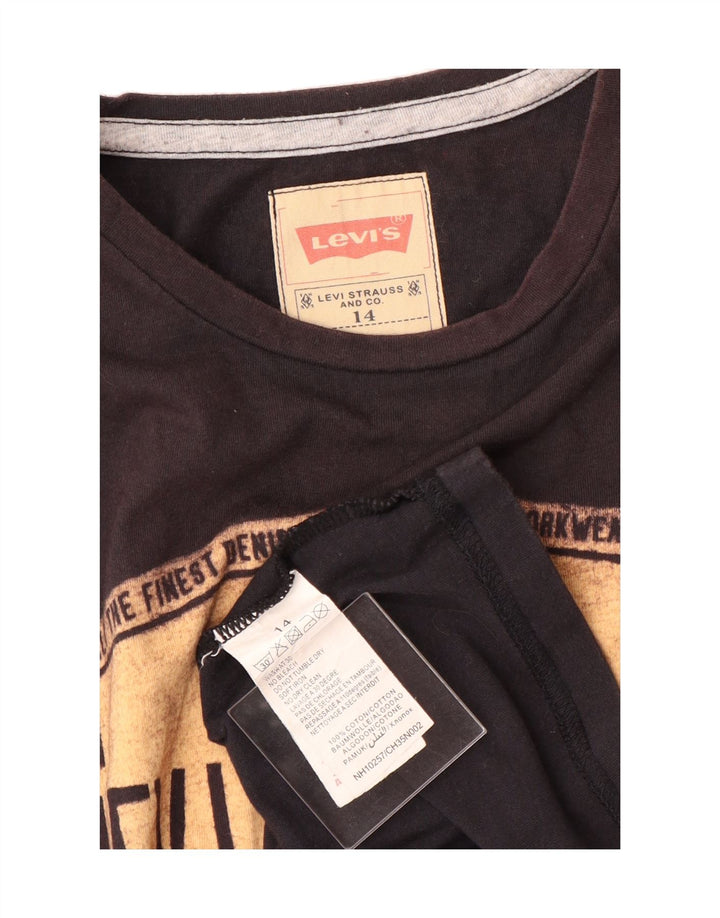 LEVI'S Boys Graphic T-Shirt Top 13-14 Years Black Cotton Vintage Levi's and Second-Hand Levi's from Messina Hembry 