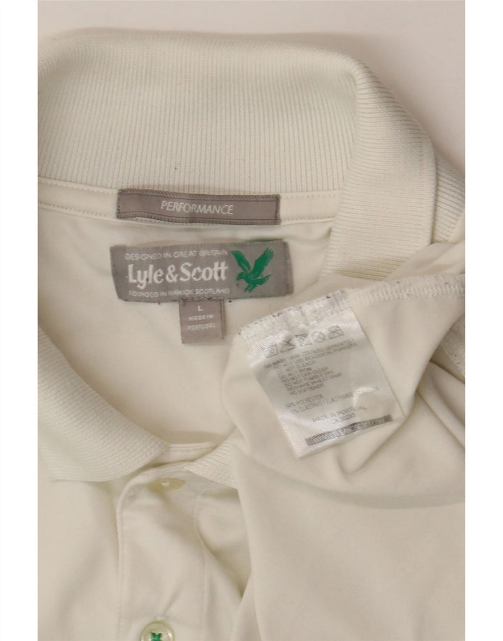 Lyle & Scott herre poloskjorte stor hvid polyester