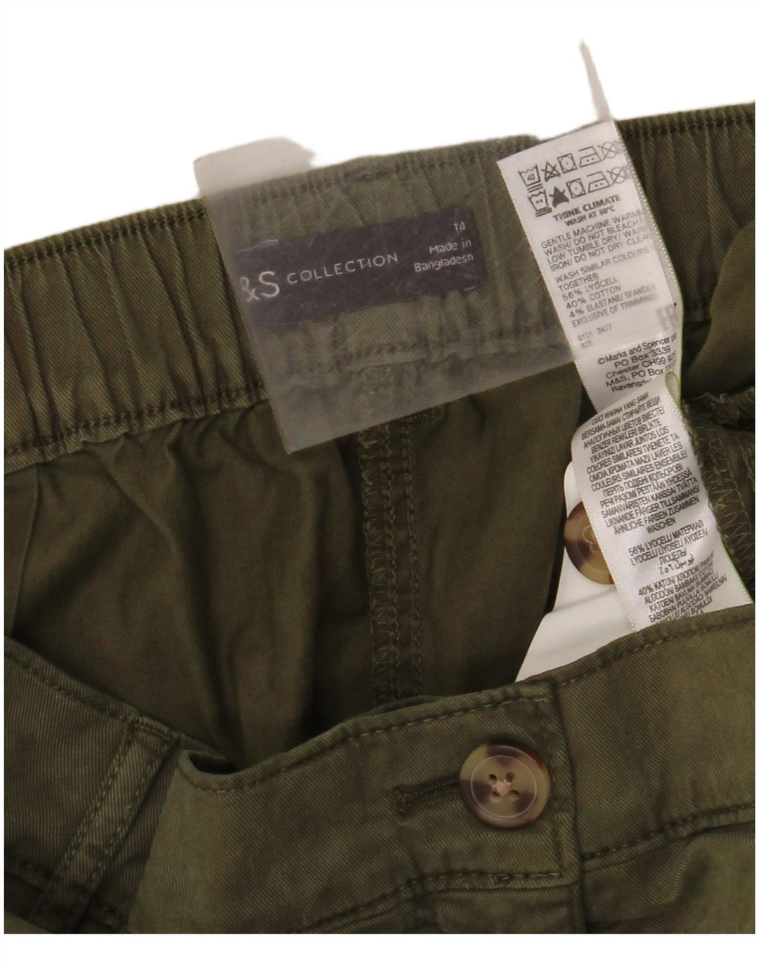 Marks & Spencer Womens Regular Cropped Trousers UK 14 Large W34 L23 Khaki