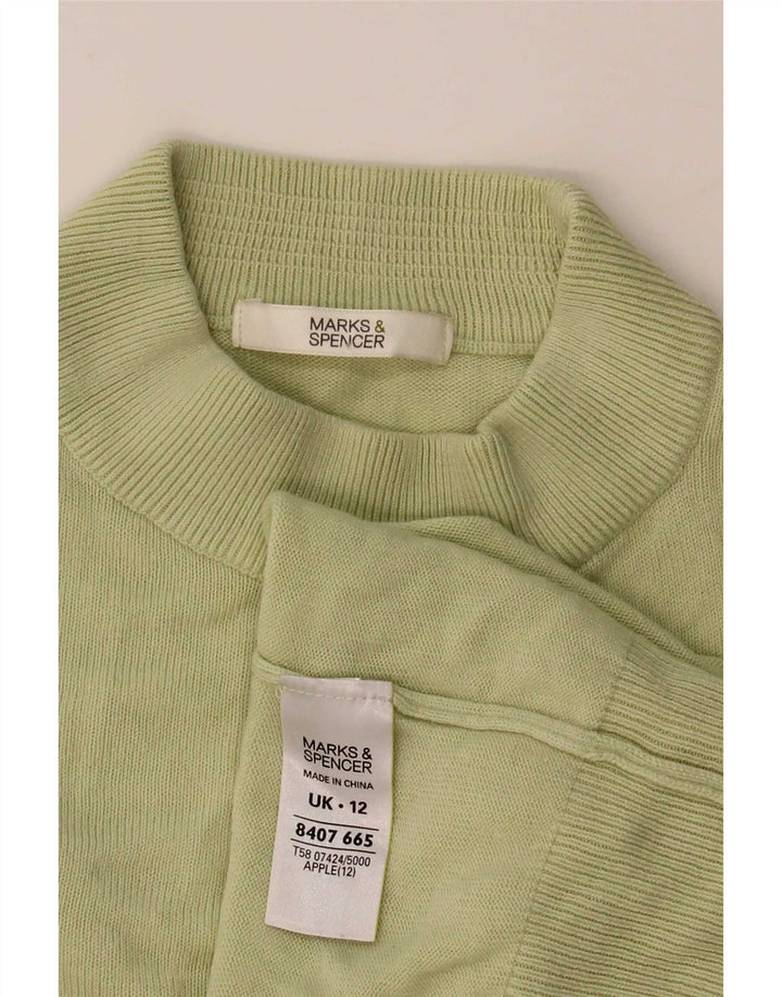 Marks & Spencer Dame Crop Turtle Neck Jumper Sweater UK 12 Medium Green