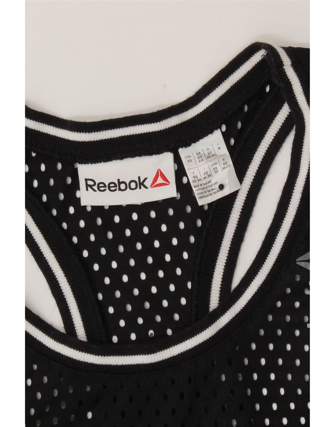 Reebok Dame Se Through Grafisk Vest Top UK 4/6 XS Sort Polyester
