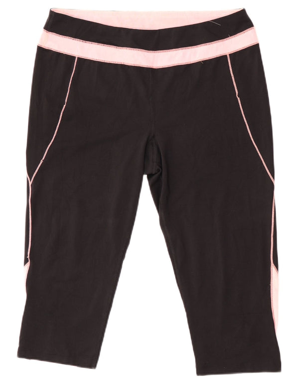 Fila Dame Capri Leggings UK 14 Large Black Colourblock Polyester