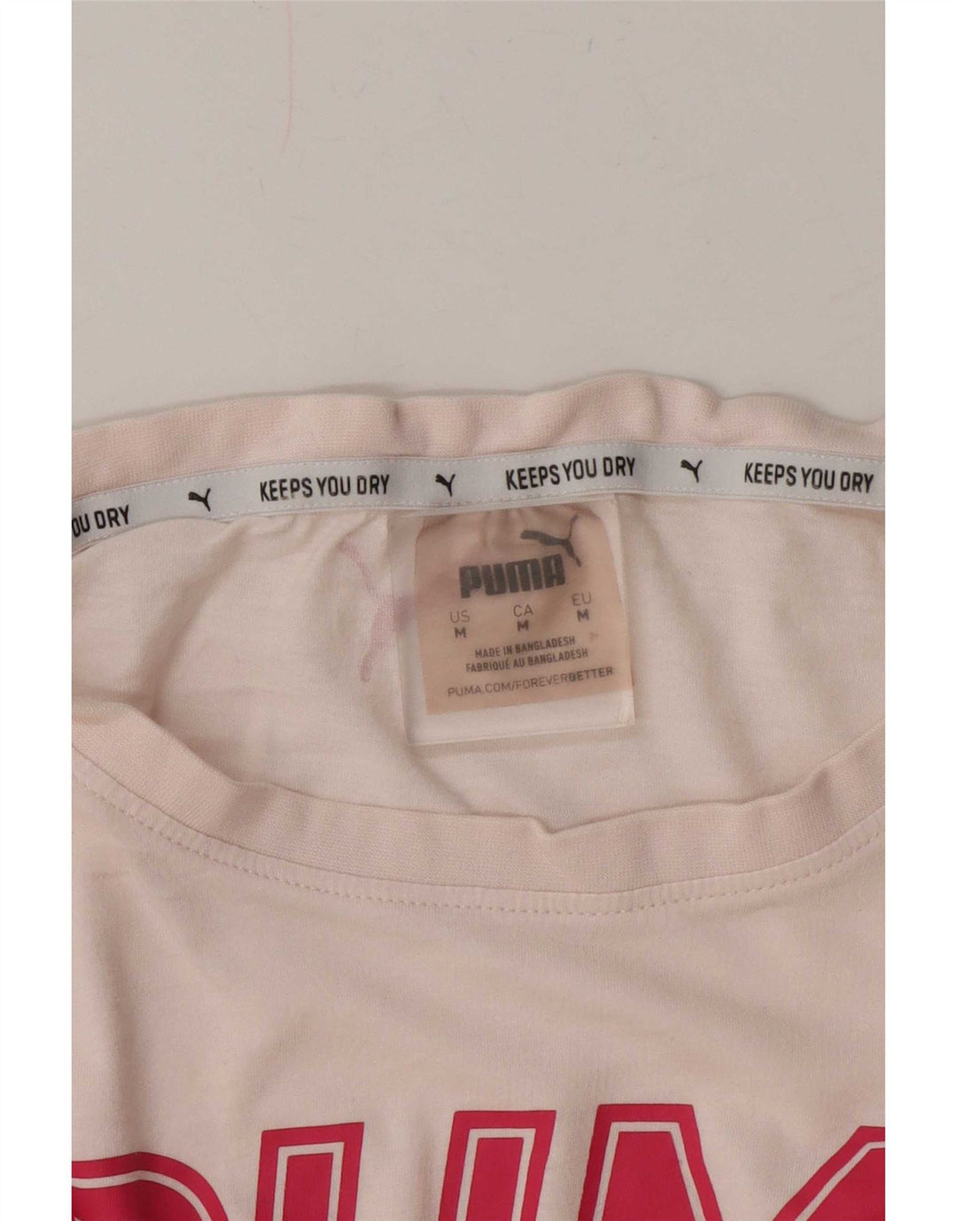 Puma Grafisk T-Shirt Top UK 14 Medium Pink