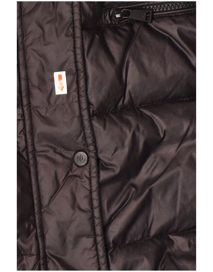 POLO RALPH LAUREN Dame hætte polstret frakke UK 6 XS sort nylon vinter