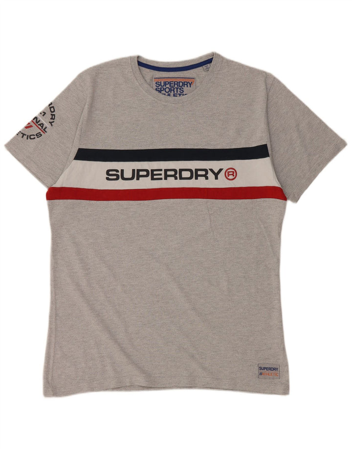 SUPERDRY Dame Grafisk T-Shirt Top 2XL Grå Colourblock