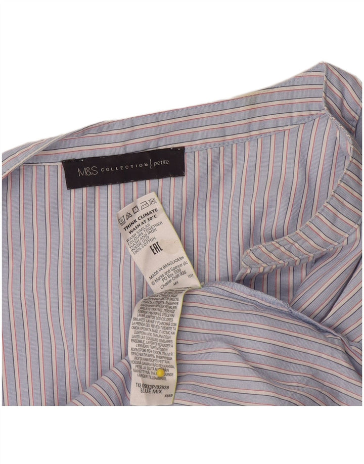 Marks & Spencer Dame Petite Pullover Shirt UK 14 Medium Blue Striped