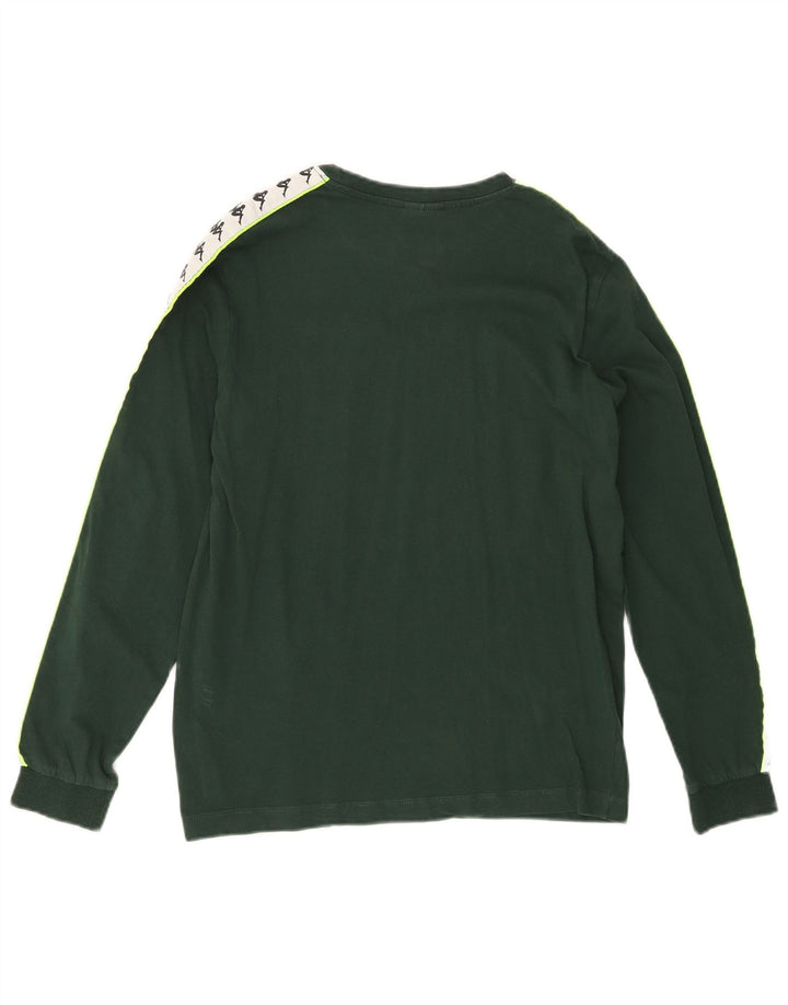 KAPPA Mens Graphic Top Long Sleeve Small Green Colourblock Cotton