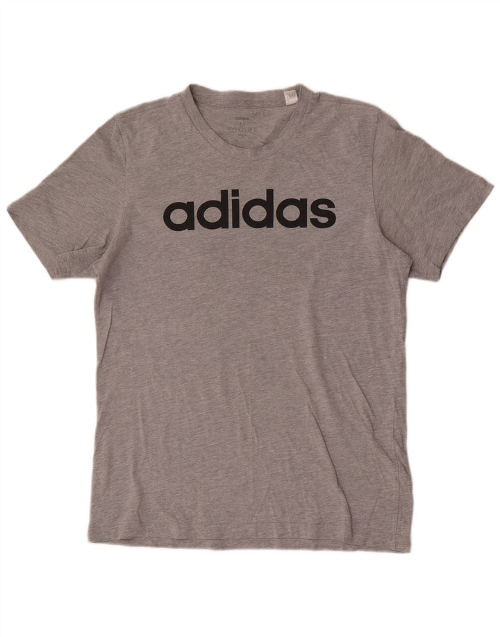 Adidas Herre grafisk T-shirt top mellemgrå bomuld