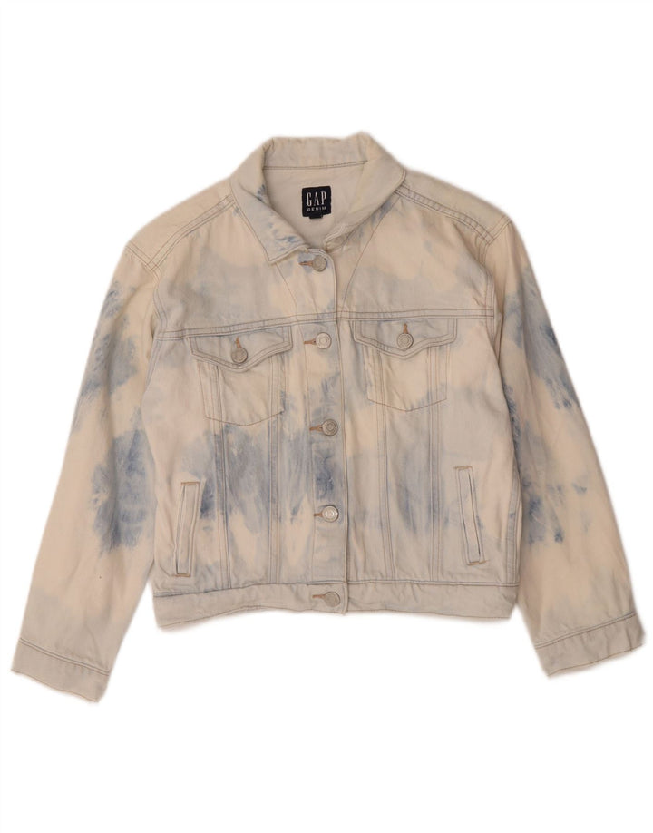 Gap Womens Crop denimjakke UK 6 XS Blue Tie Dye Bomuld