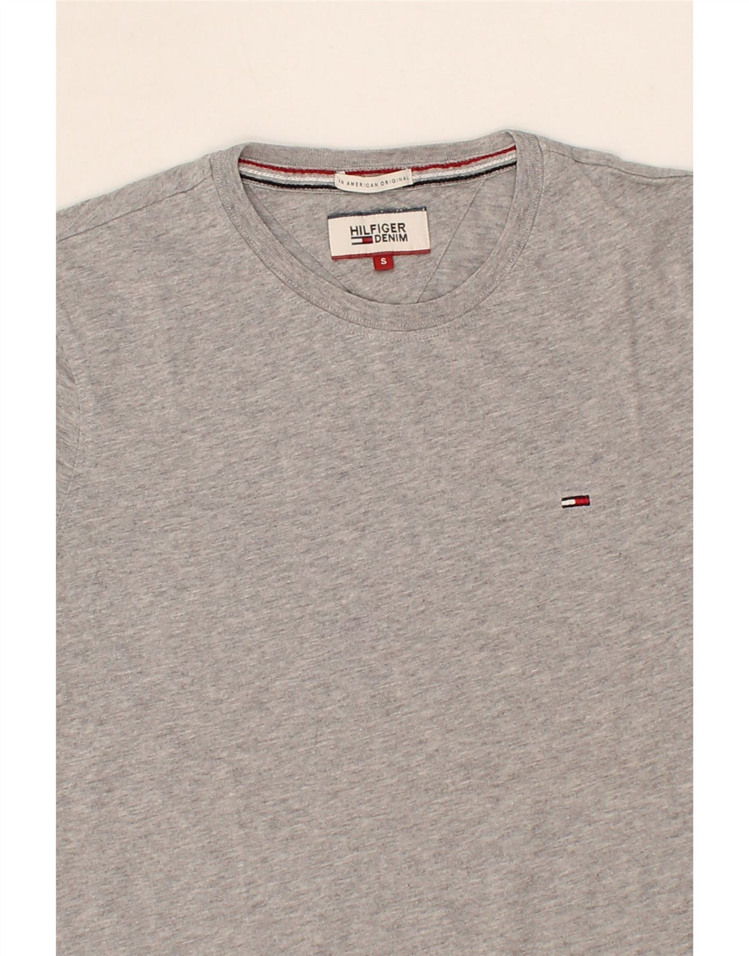 TOMMY HILFIGER Mens T-Shirt Top Small Grey Cotton Vintage Tommy Hilfiger and Second-Hand Tommy Hilfiger from Messina Hembry 