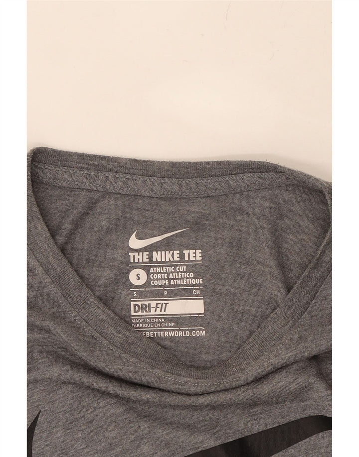 NIKE Mens Athletic Cut Graphic Top Long Sleeve Small Grey Vintage Nike and Second-Hand Nike from Messina Hembry 