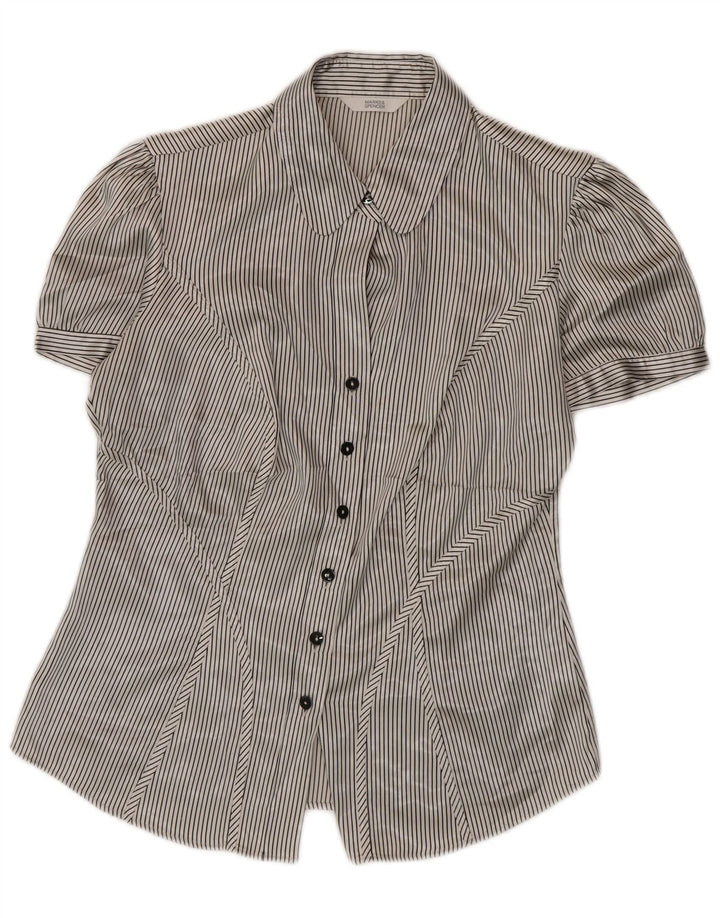 Marks & Spencer Dameskjortebluse UK 10 Small Beige Pinstripe