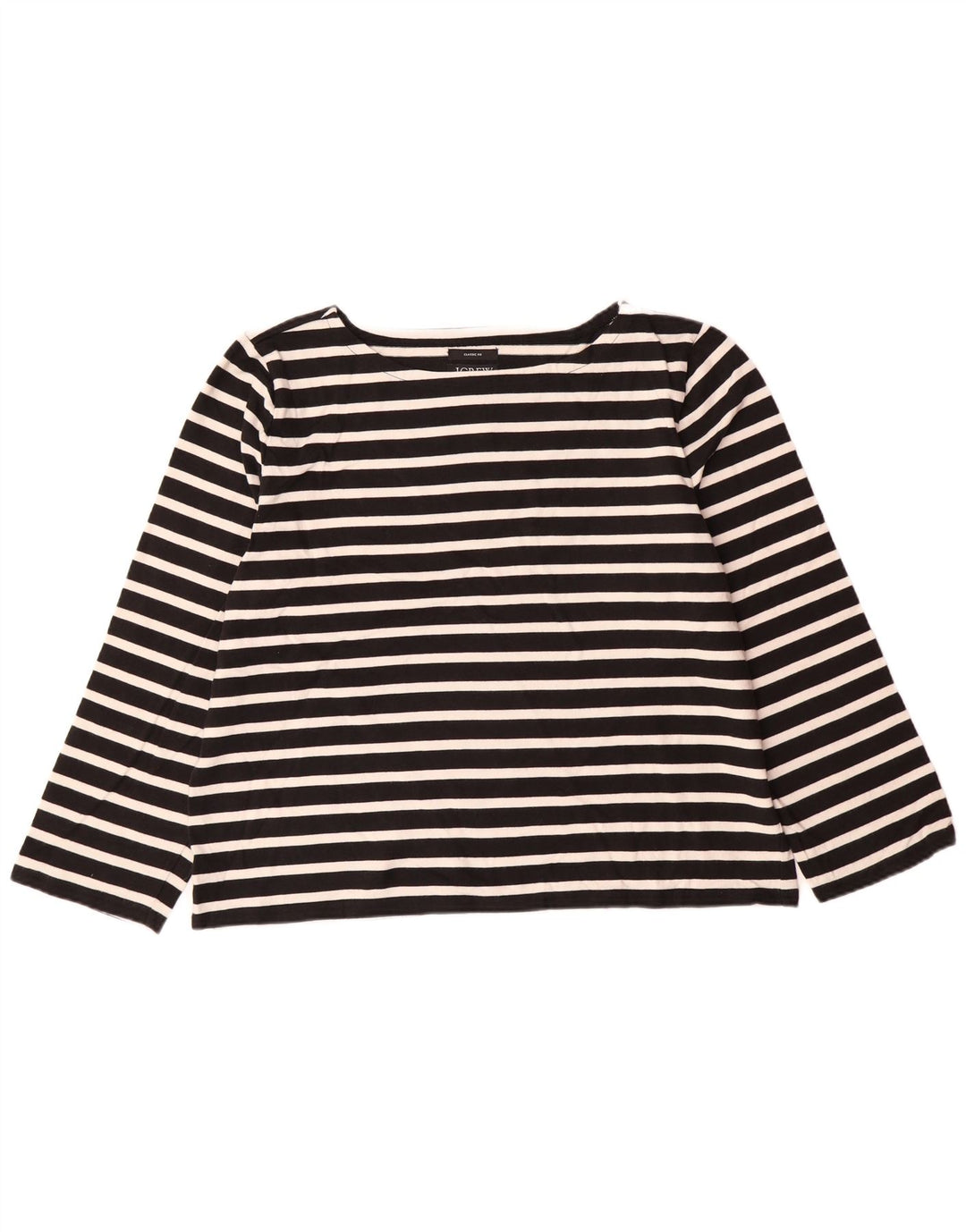 J. CREW Dame Classic Fit Top 3/4 ærmer UK 18 XL sortstribet bomuld