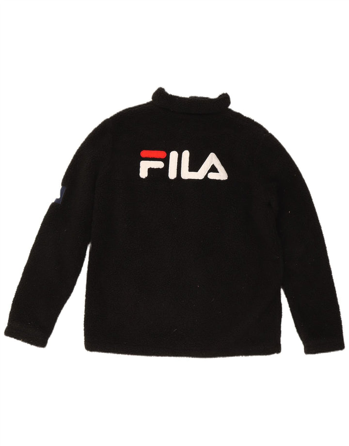 FILA Womens Graphic Fleece Jacket UK 16 Large Black Polyester