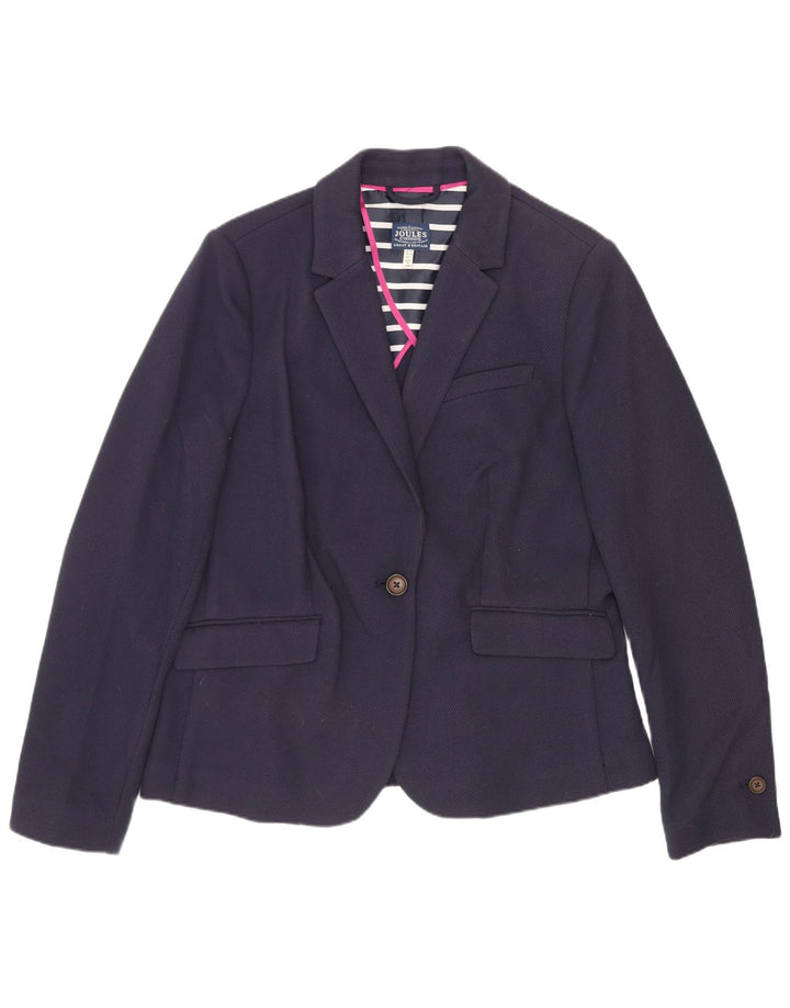 Joules Dame 1 Knap Blazer Jacket UK 14 Medium Navy Blue Polyester