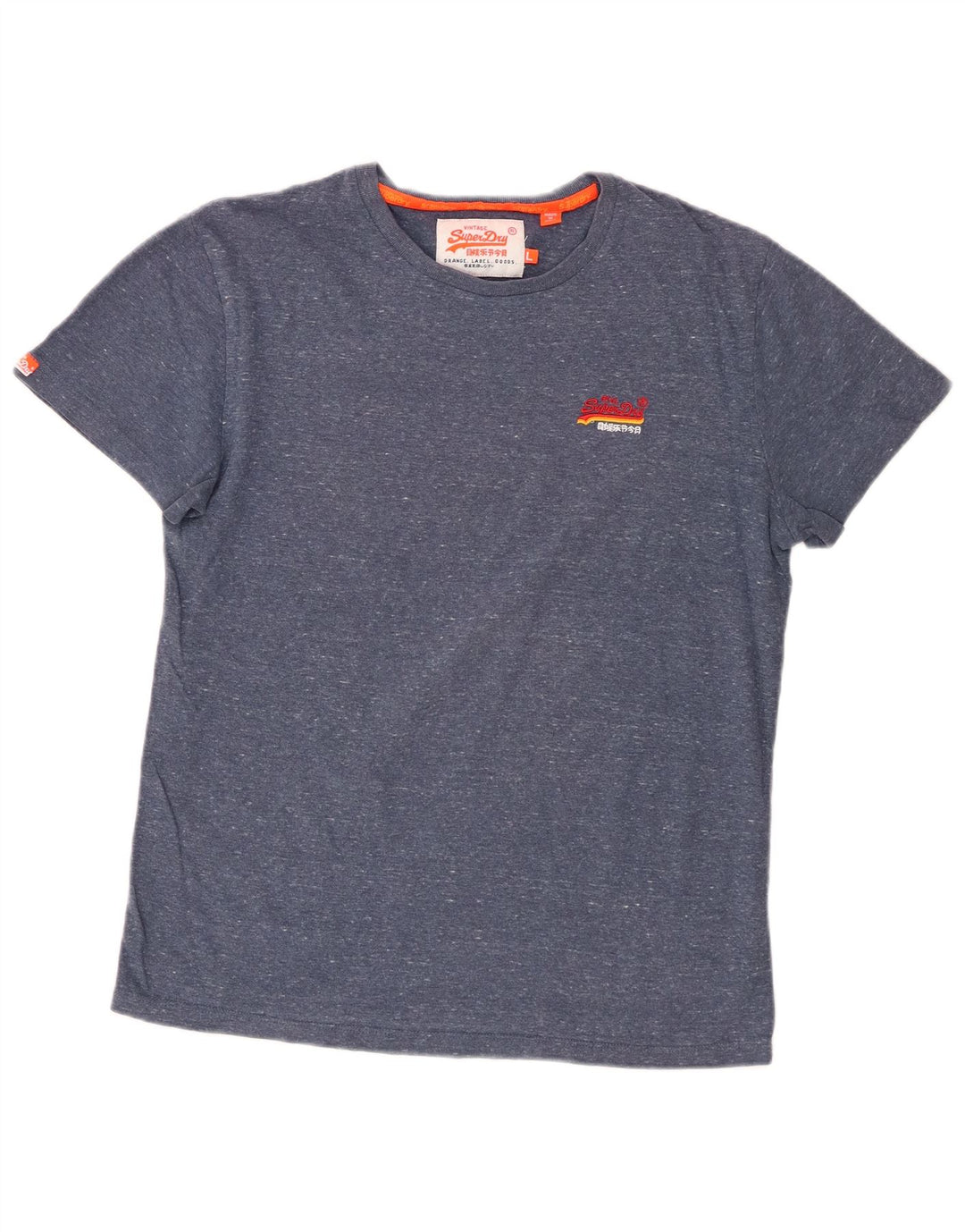 Superdry T-shirt top til mænd, stor blå flækket bomuld