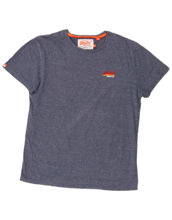 Superdry T-shirt top til mænd, stor blå flækket bomuld