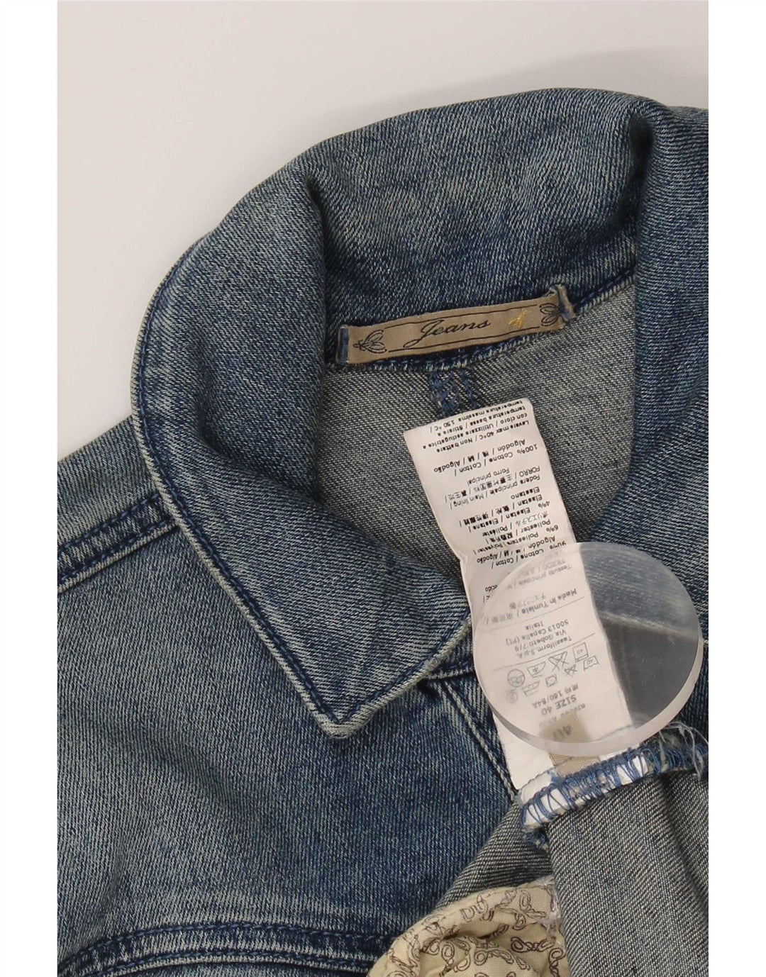 Vintage Dame Crop Denim Jacket IT 40 Small Blue Cotton