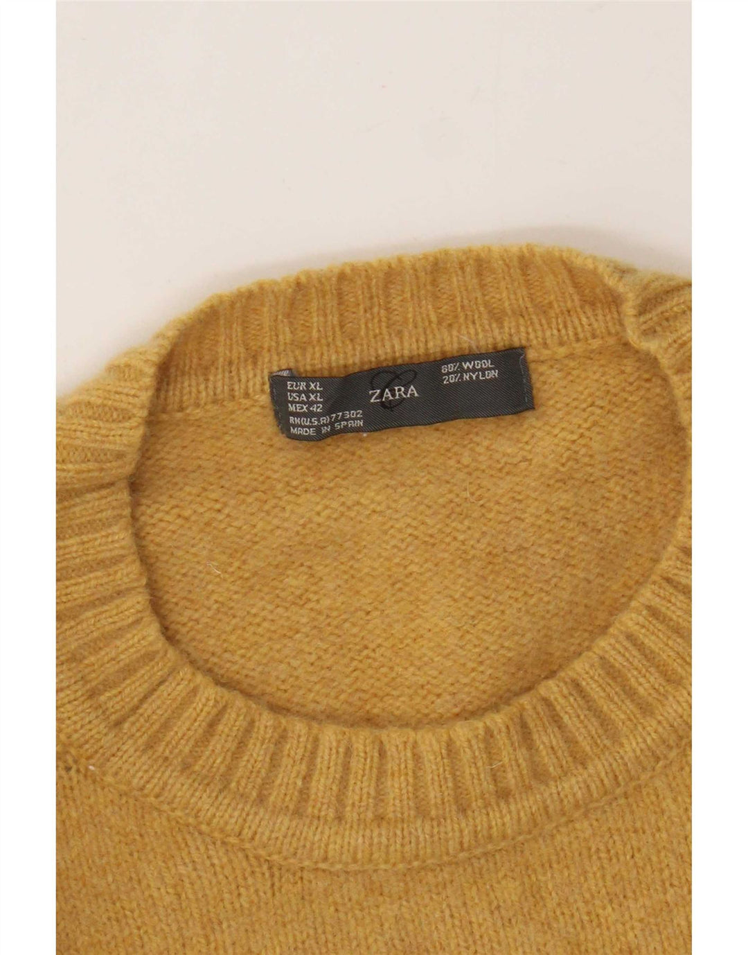 Zara Herre sweater med rund hals XL gul uld