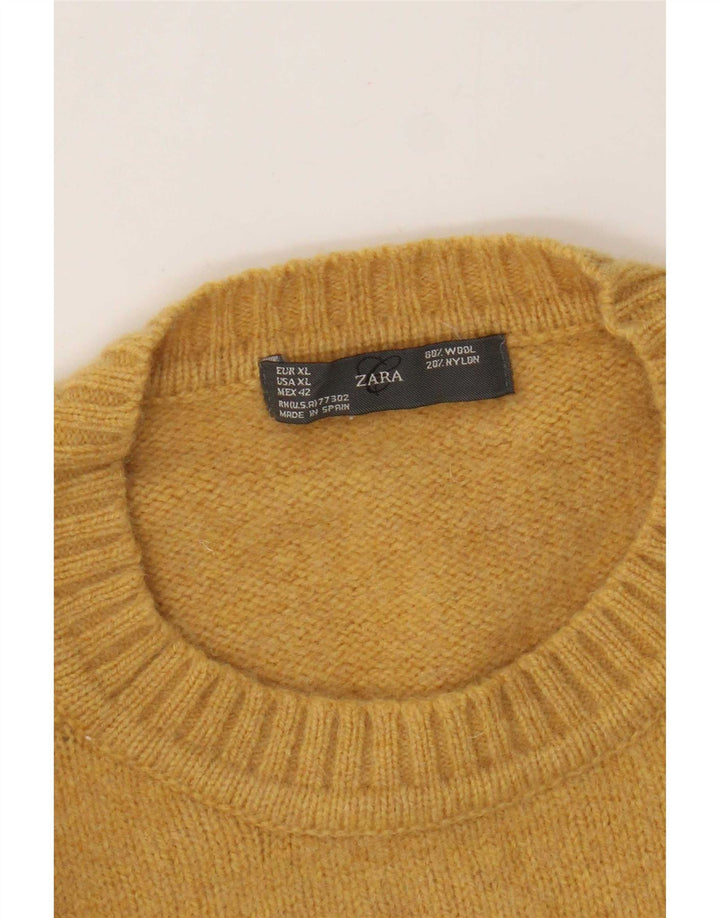 Zara Herre sweater med rund hals XL gul uld