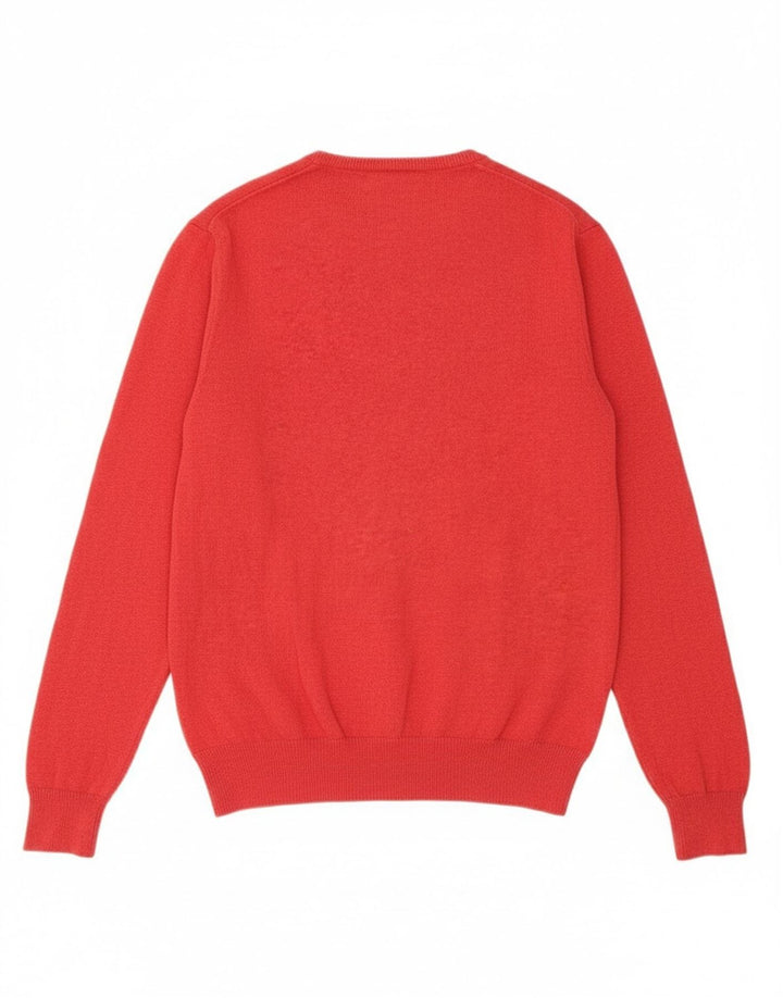 J. CREW Mens V-Neck Jumper Sweater Medium Red Cotton
