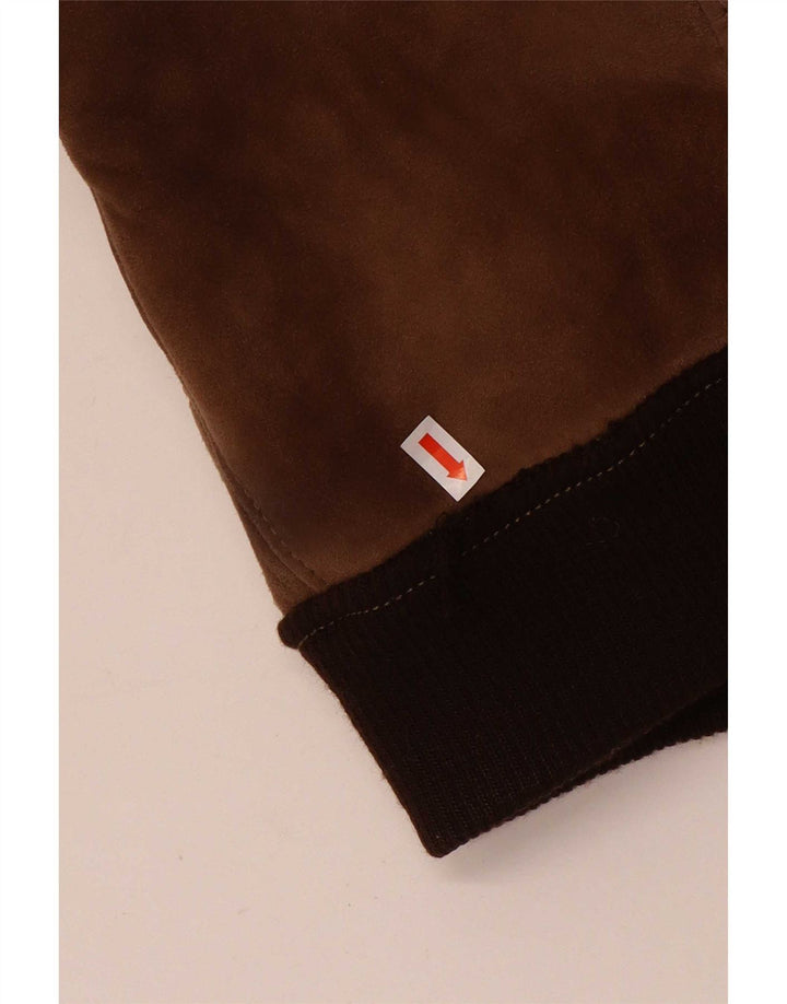Vintage Herre Shearling Jacket IT 52 XL Brun Colourblock