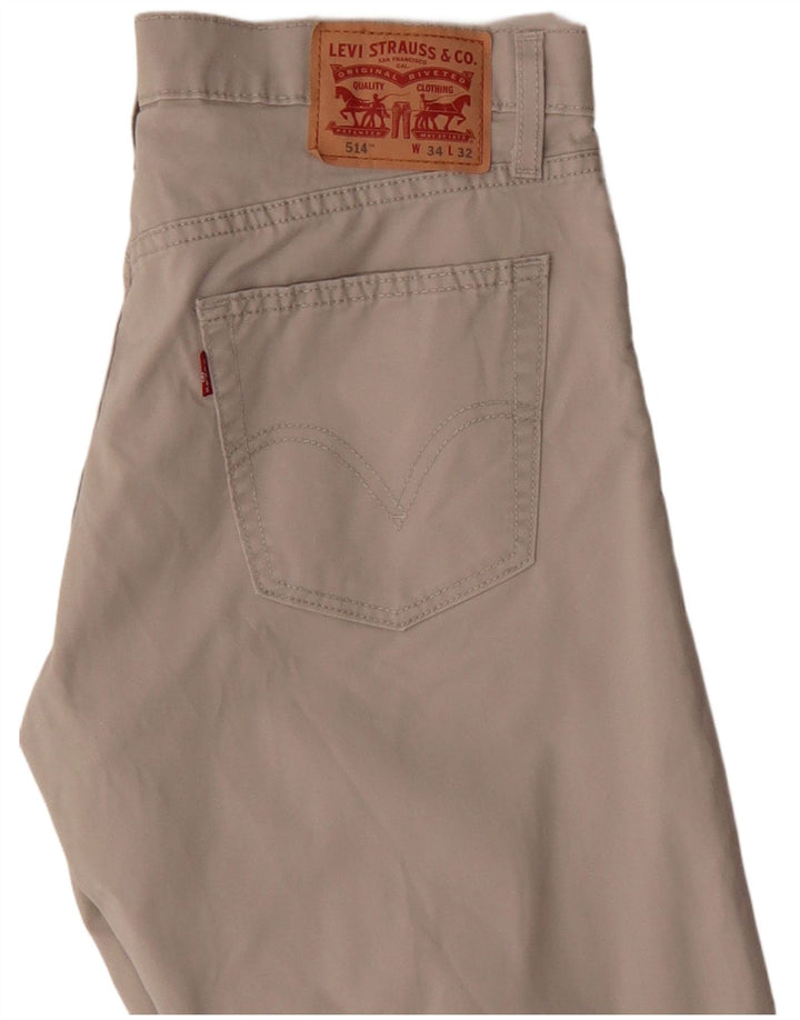 Levi's Herre 514 Straight Casual Bukser W34 L32 Hvid Bomuld