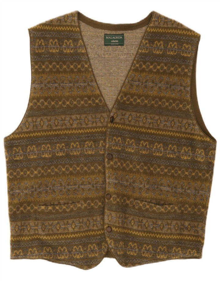 Malagrida herrevest Medium Green Fair Isle Wool