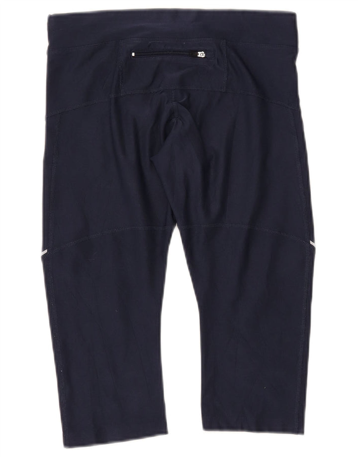 NIKE Dame Dri Fit Capri Leggings UK 10 Small Navy Blue Polyester