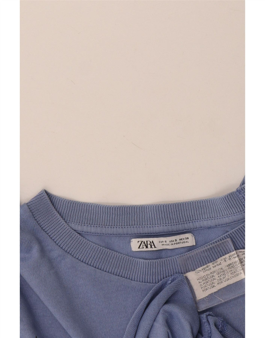 Zara Herre T-Shirt Top Lille Blå Bomuld