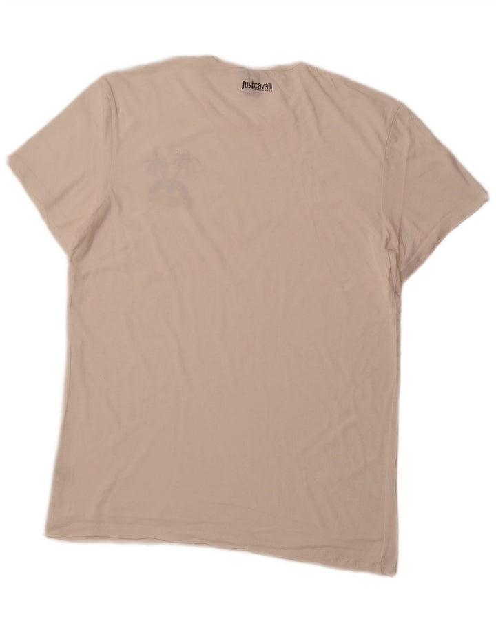 JUST CAVALLI Herre T-Shirt Top Stor Off White Bomuld