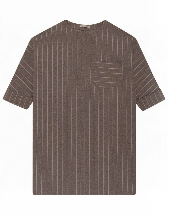 Zara Womens Shift Dress UK 14 Mellemgrå nålestribet bomuld