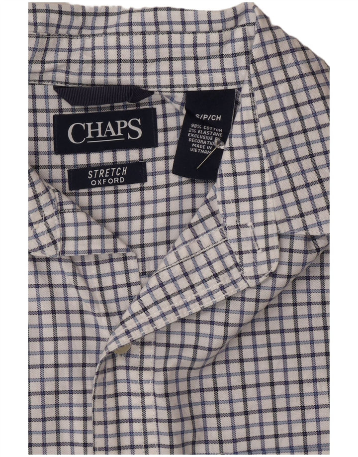 Chaps herre Oxford skjorte lille hvid ternet bomuld