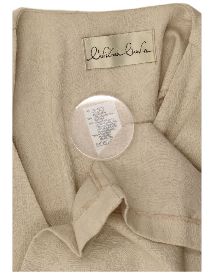 Vintage Dame Kortærmet Longline Blazer Jacket UK 8 Small Beige Classic