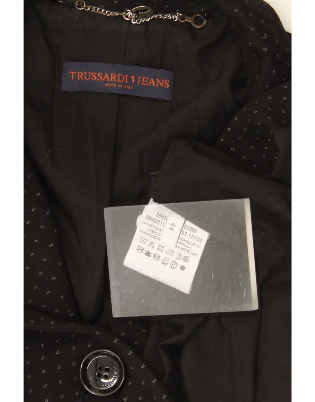 TRUSSARDI JEANS Dame 1-knaps blazerjakke IT 44 Mellem sort plettet