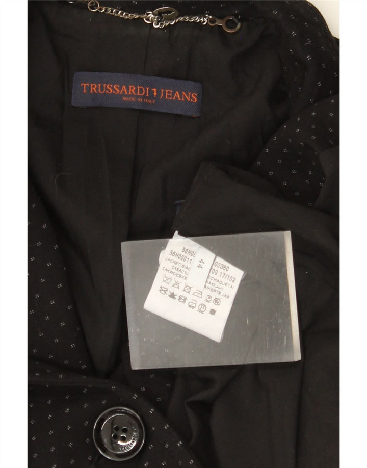 TRUSSARDI JEANS Dame 1-knaps blazerjakke IT 44 Mellem sort plettet