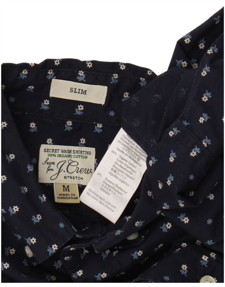 J. Crew Herre Slim Shirt Medium Marineblå Blomsterbomuld
