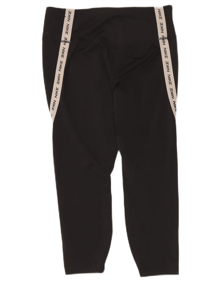 NIKE Womens Dri Fit Capri Graphic Leggings UK 16 Large  Black